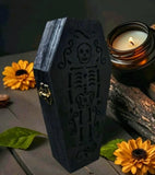 Halloween coffin-shaped wooden box