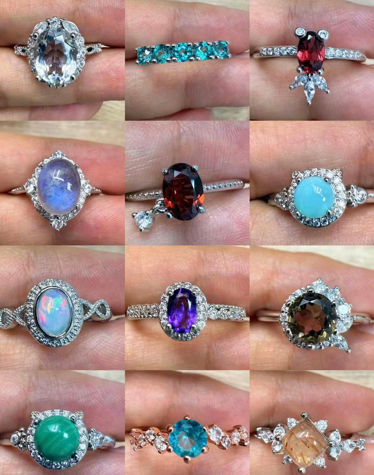 Rainbow Crystals set Natural crystal RING