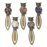 Irregular Crystal Chips Owl Bookmark Tree of Life Bookmark with Unique Gemstone Inlays and Elegant Brass Finish