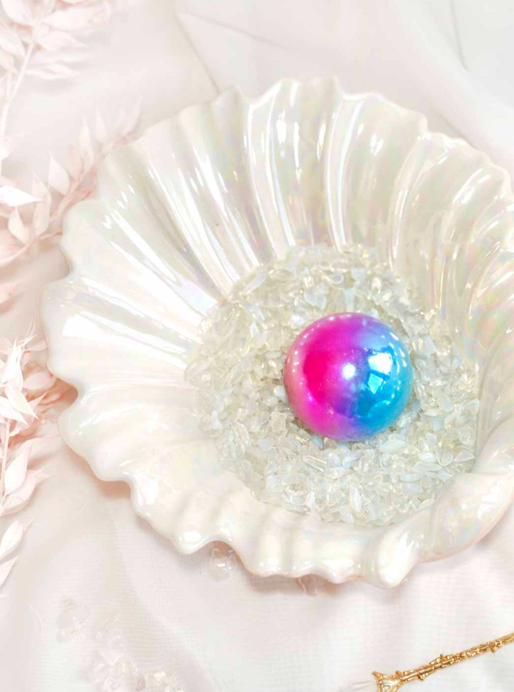 Hot Pink and Aqua Aura Quartz Sphere