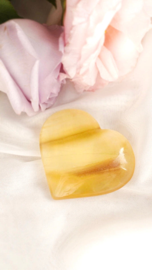 Yellow Fluorite Heart