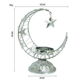 Moon Star Hollow Metal Stand, Natural Crystal Sphere Home Table Decor